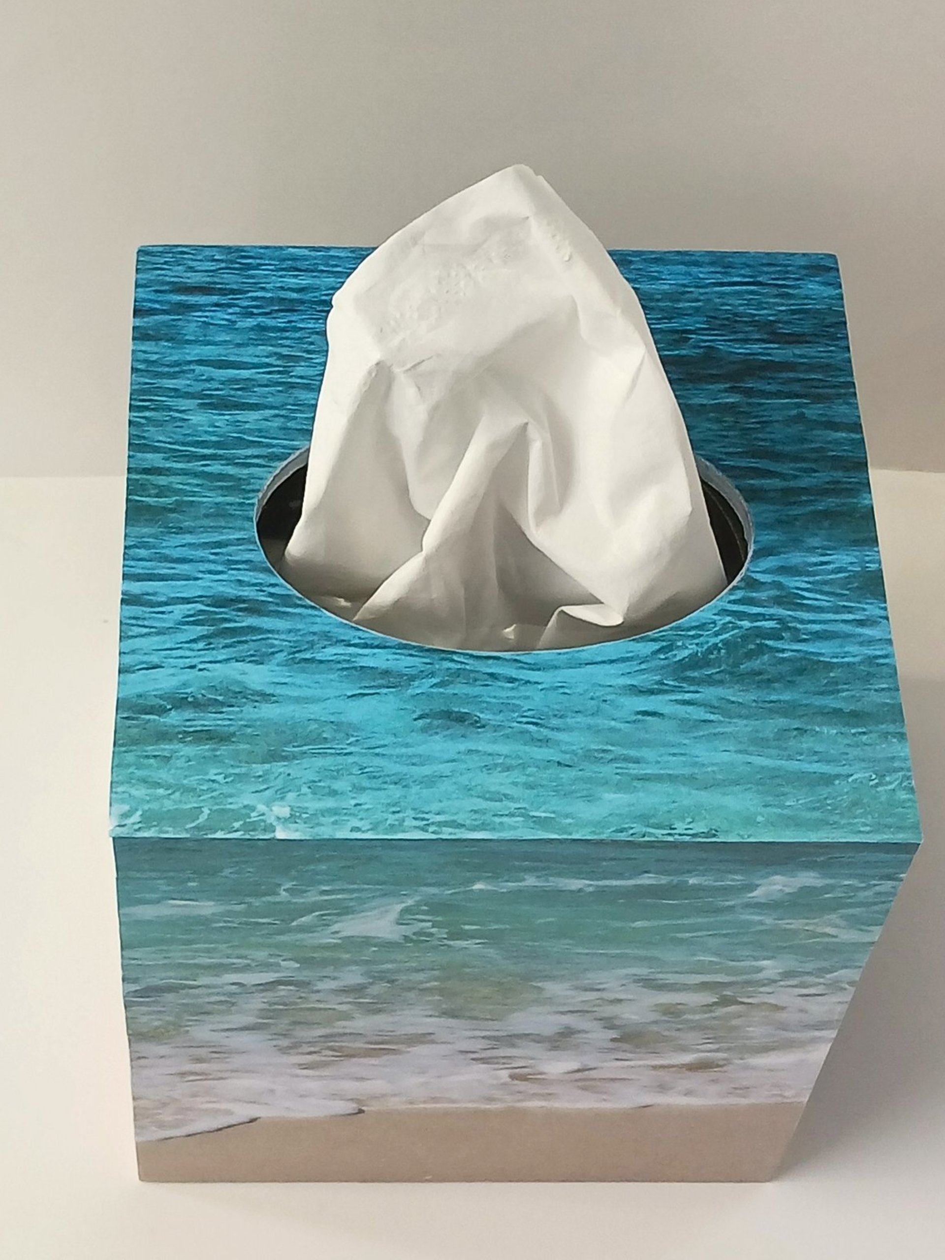 Beach Water Tissue Box Cover - Decoupage Square Tissue Holder 