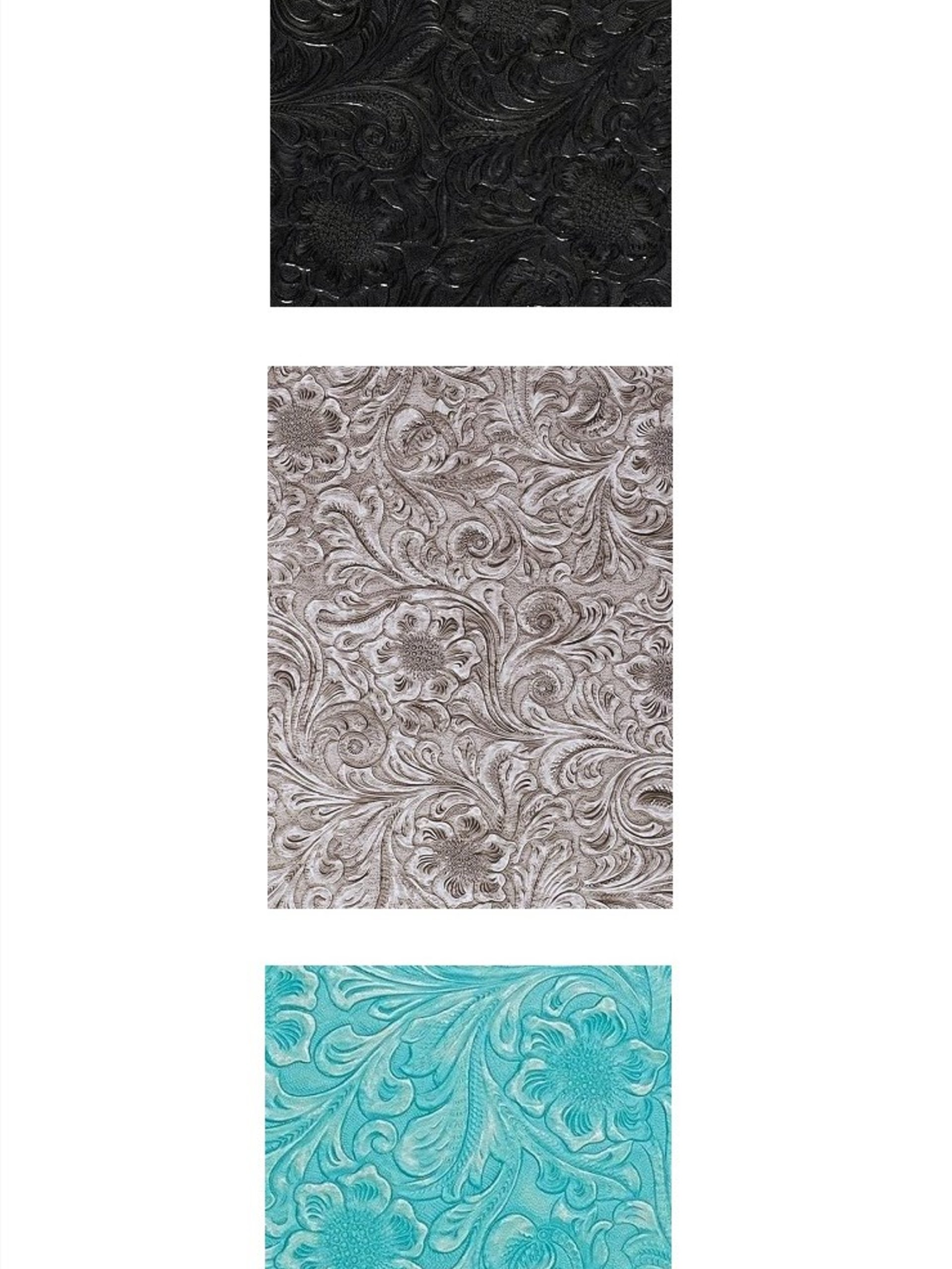 Floral Textured Tissue Box Cover- Embossed vinyl flower and swirl leaf design square tissue holder