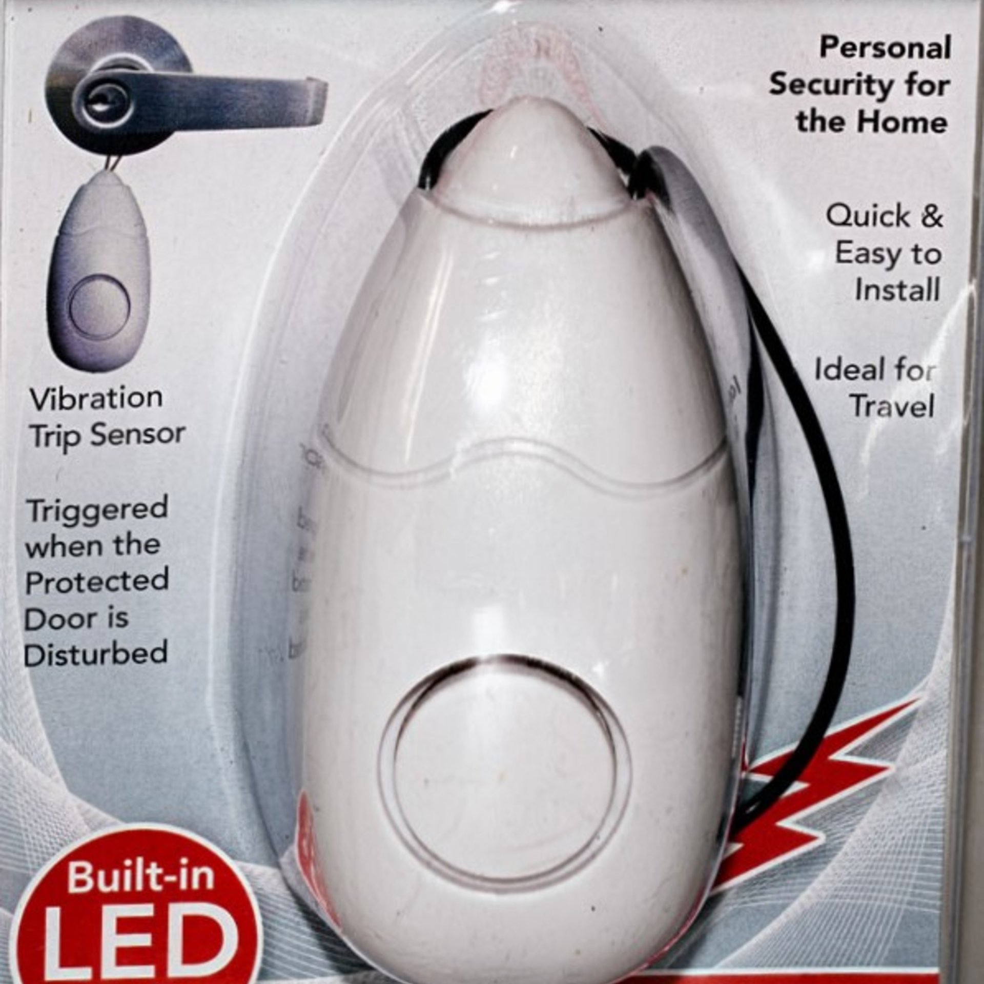 Portable Door Guard - 98 decibel alarm with flashlight