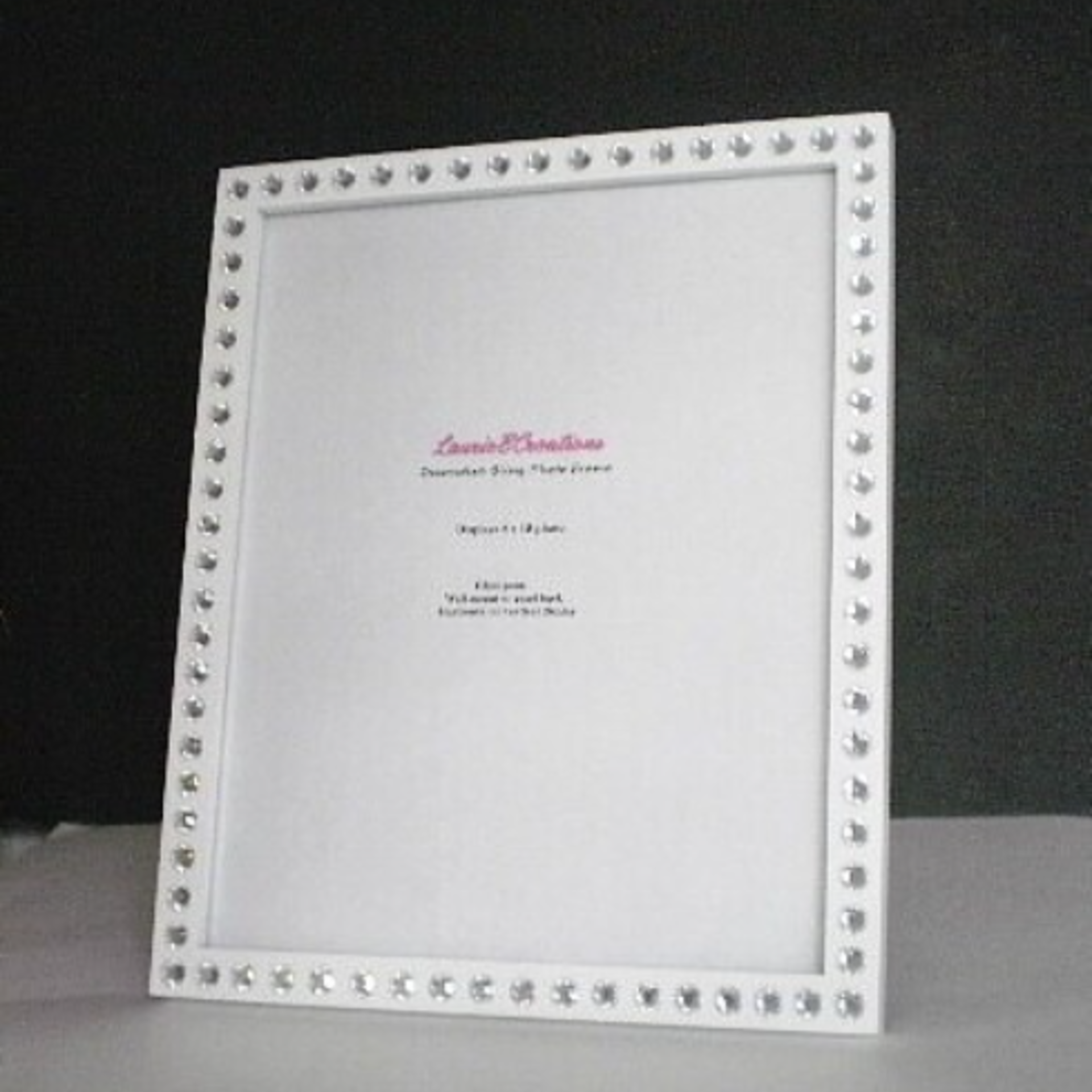 Bling Picture Frame - Black or White w/ Clear Rhinestones for 8 x 10 photos and Info