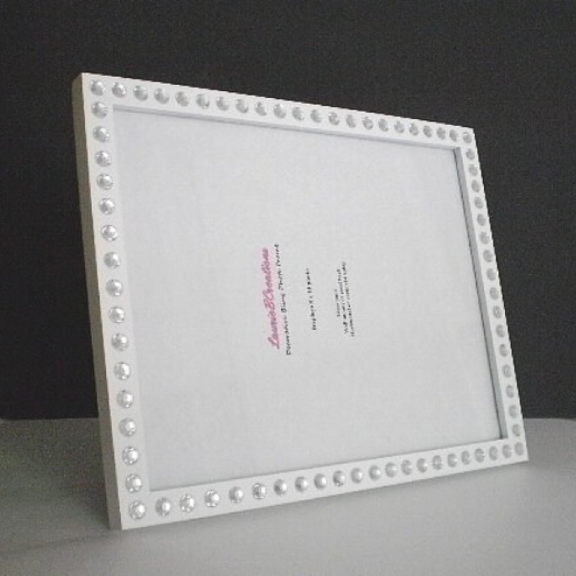 Bling Picture Frame - Black or White w/ Clear Rhinestones for 8 x 10 photos and Info