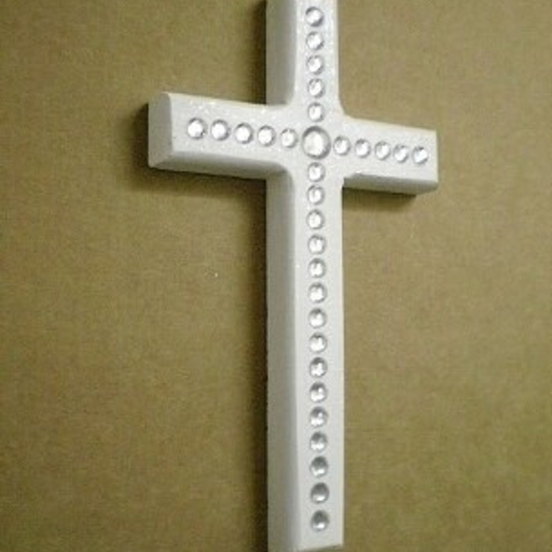 Bling Wall Cross - Handpainted Wood Cross w/ clear rhinestones and glitter paint - 8" x 4.5"