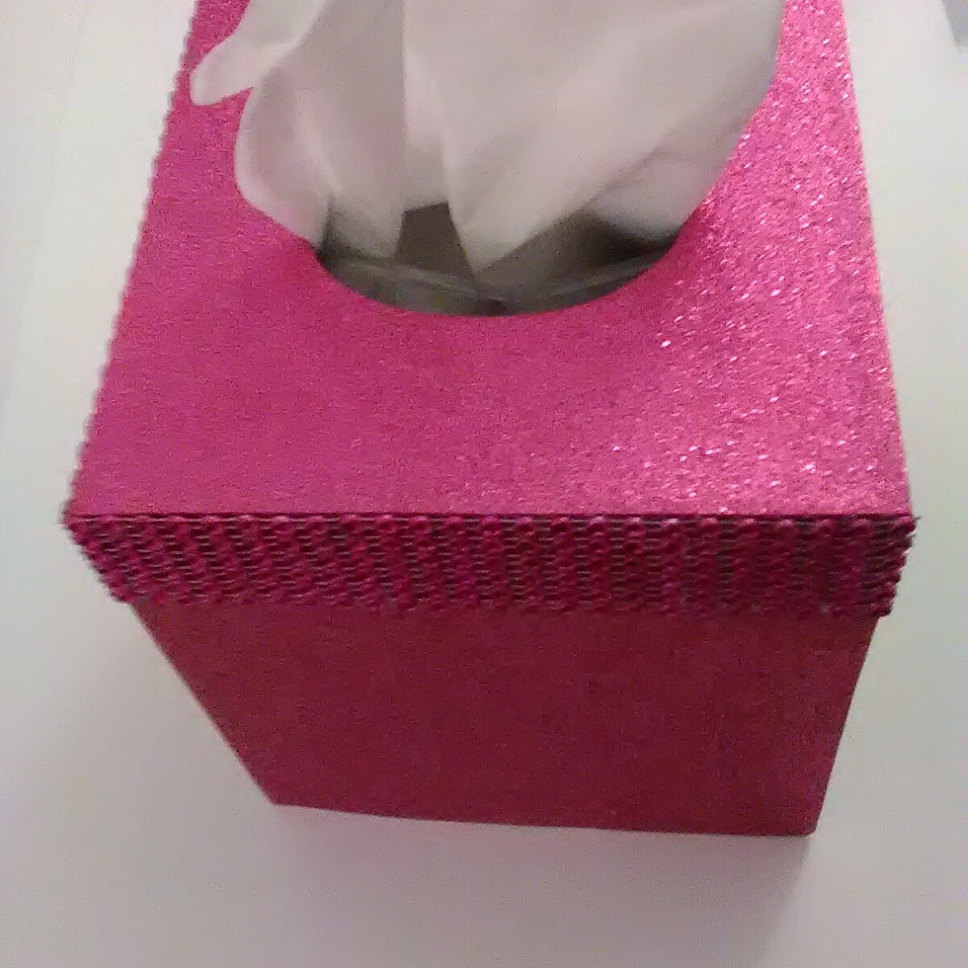 Pink Glitter & Diamond Wrap Square Tissue Box Cover-Sparkling Fine Glitter-w/Pink Diamond Wrap Rhinestone Bling