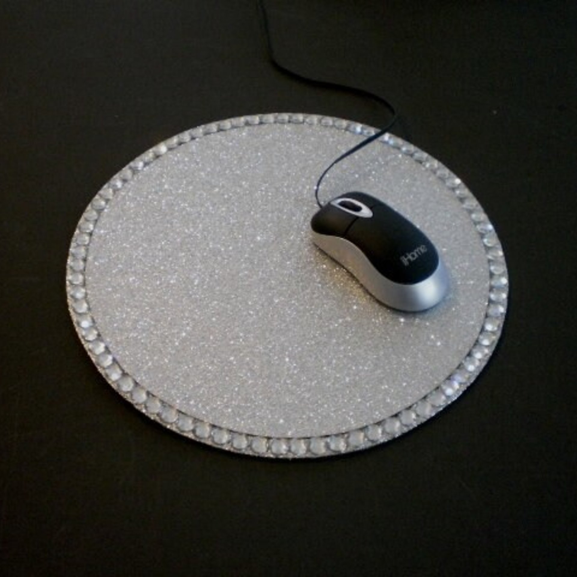 Glitter & Bling Mousepad - Sparkling Fine Glitter w/Clear Rhinestones
