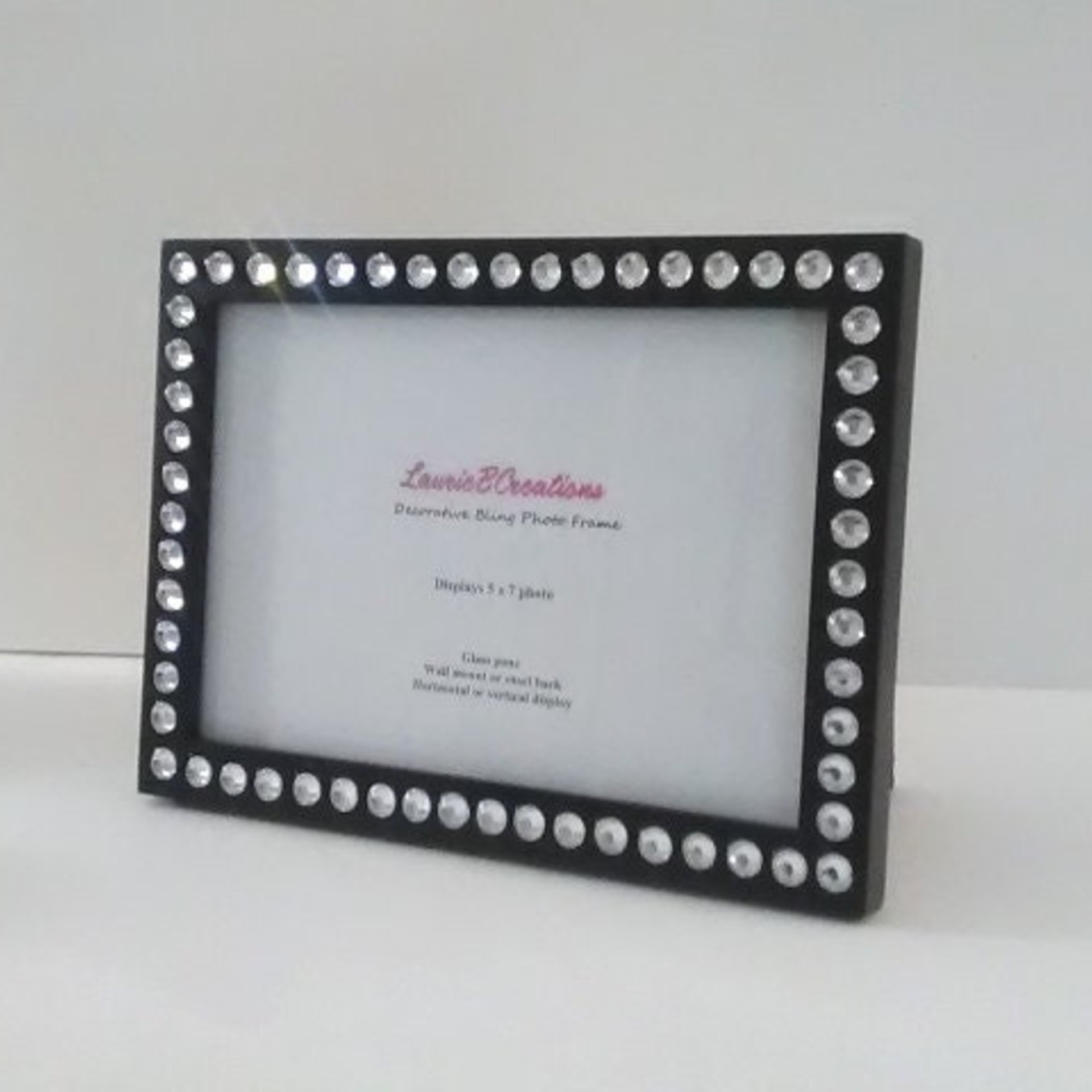Bling Picture Frame - Black or White w/ Clear Rhinestones - for 4 x 6 or 5 x 7 photos or info