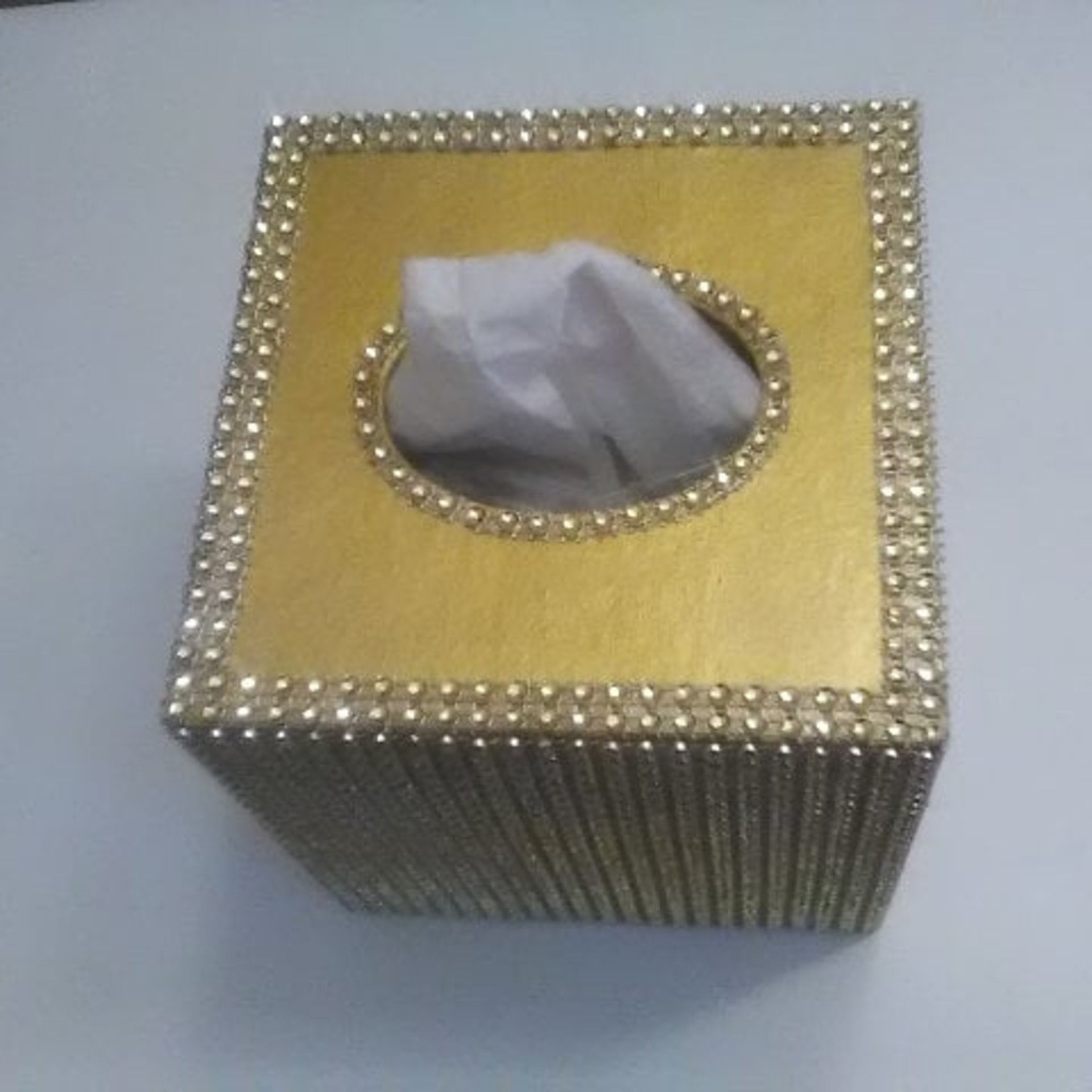 Bling Tissue Box Cover-Silver or Gold Diamond Wrap Square Tissue Holder-Sparkling Decor