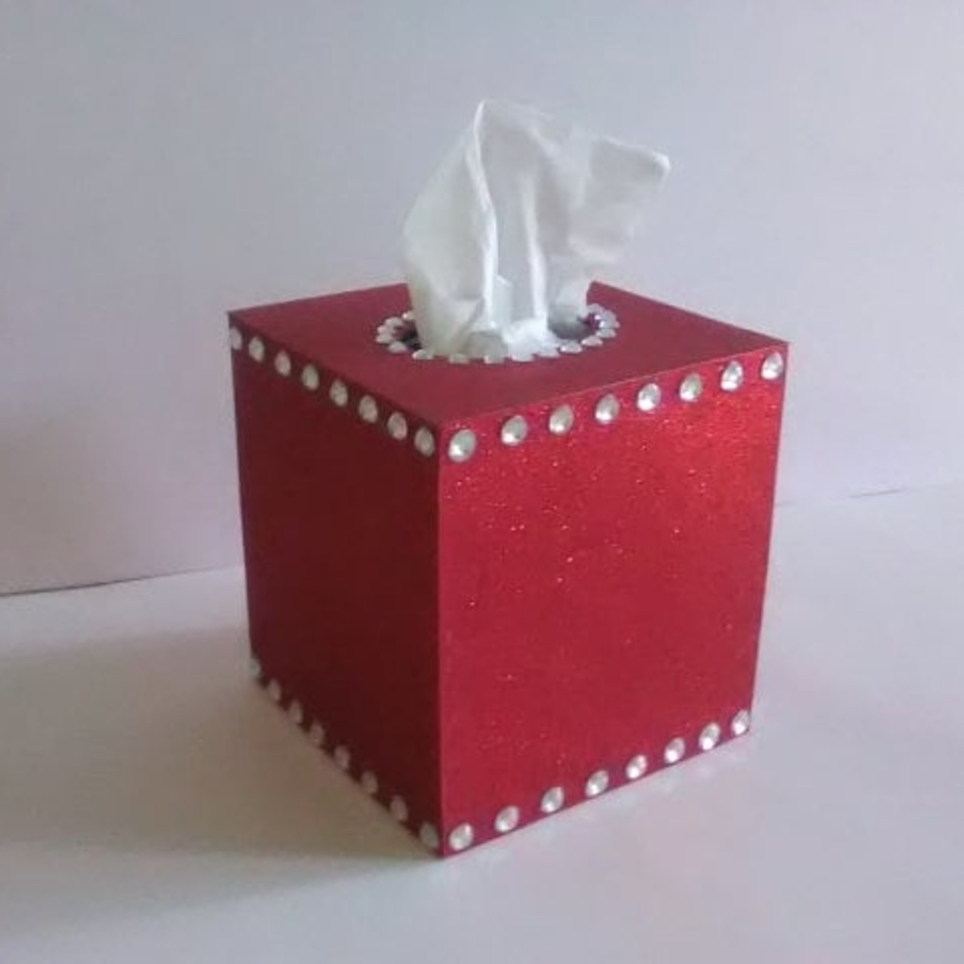 Glitter & Bling Tissue Box Cover-Sparkling Fine Glitter in Turquoise or a Variety of Glitter Colors w/ Clear Rhinestones