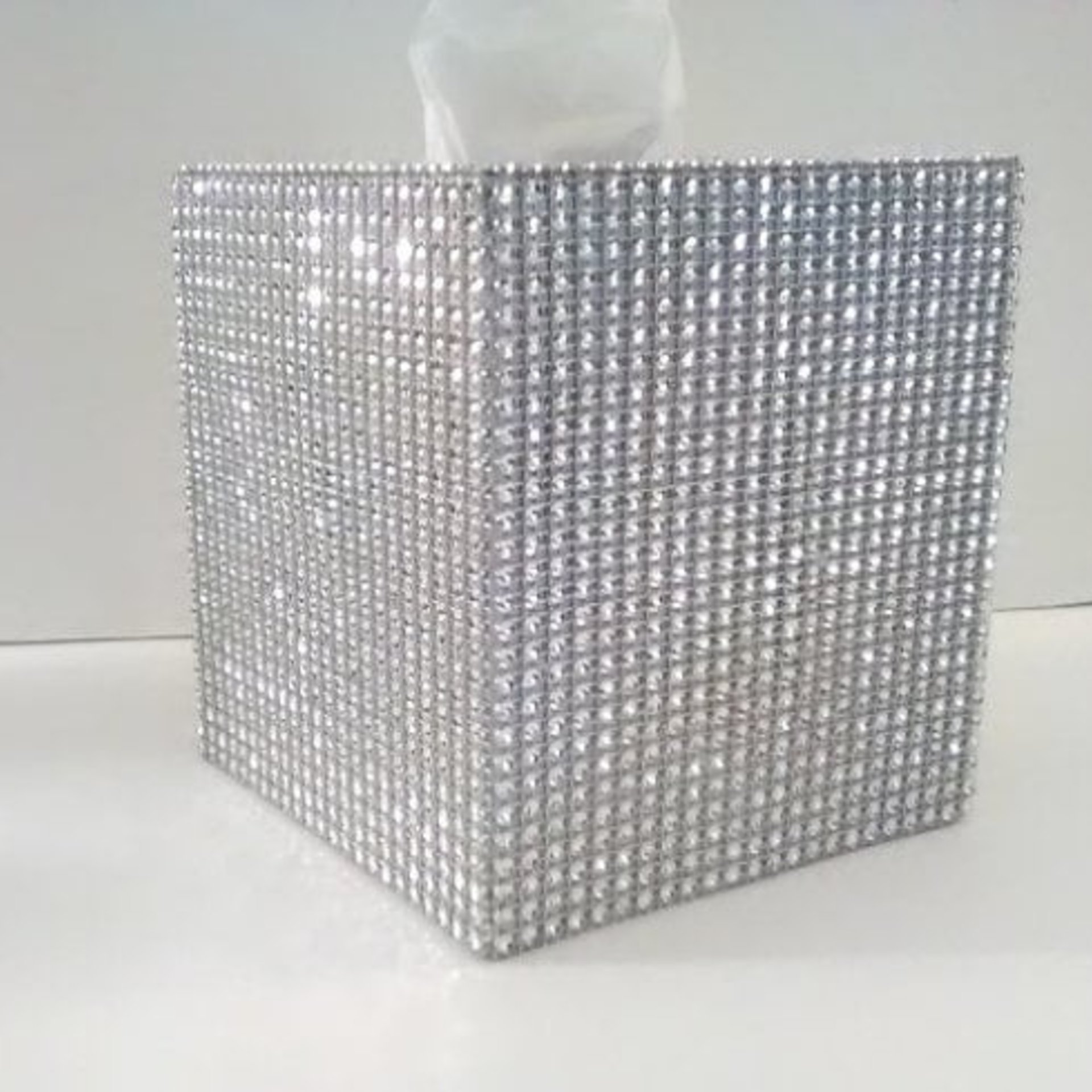 Bling Tissue Box Cover-Silver or Gold Diamond Wrap Square Tissue Holder-Sparkling Decor