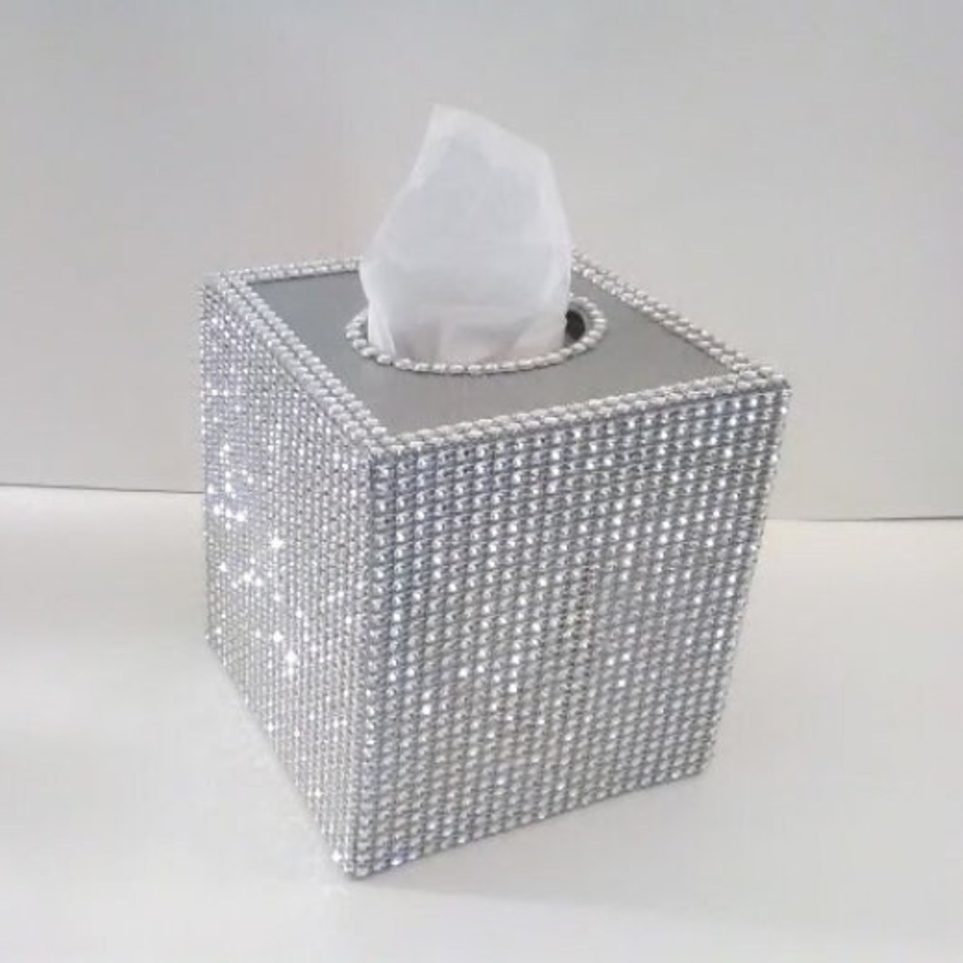Bling Tissue Box Cover-Silver or Gold Diamond Wrap Square Tissue Holder-Sparkling Decor
