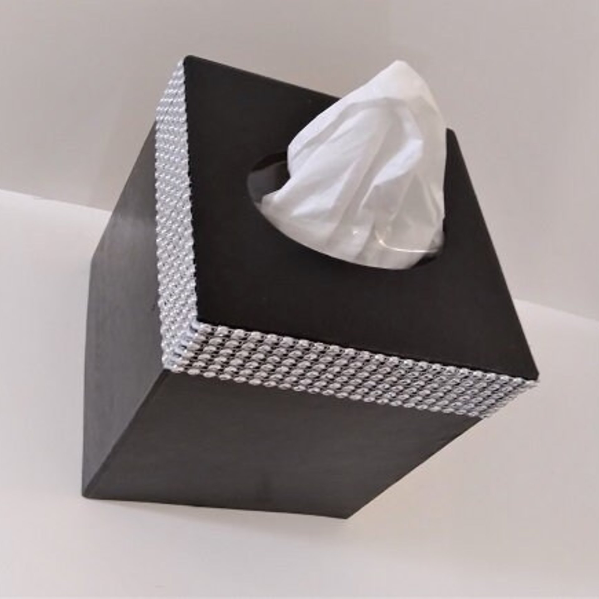 Bling Tissue Box Cover - Handpainted In a Variety of Colors w/Silver Diamond Wrap Bling, Home Decor, Office, Wedding