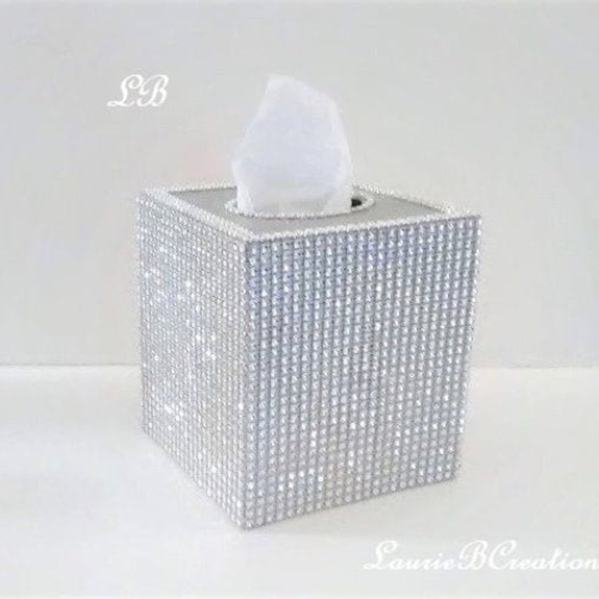Bling Tissue Box Cover-Silver or Gold Diamond Wrap Square Tissue Holder-Sparkling Decor