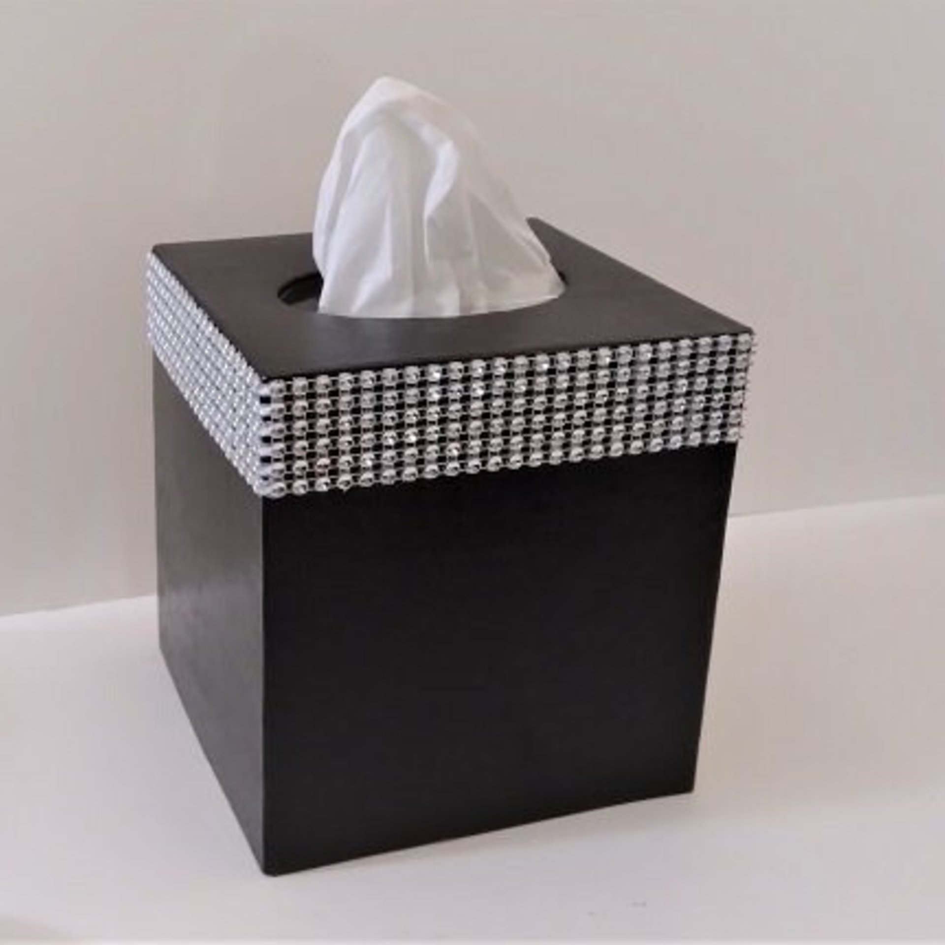 Bling Tissue Box Cover - Handpainted In a Variety of Colors w/Silver Diamond Wrap Bling, Home Decor, Office, Wedding