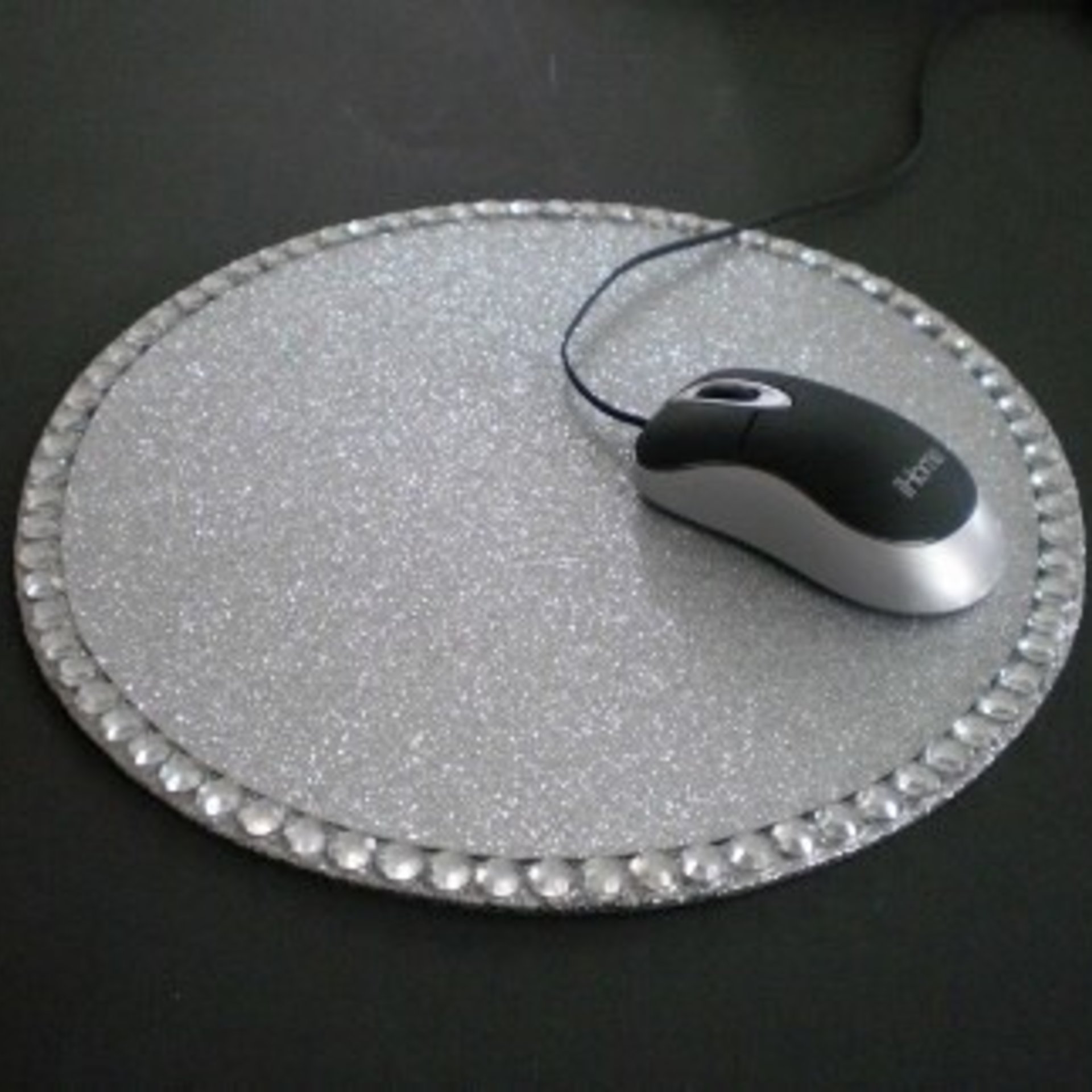 Glitter & Bling Mousepad - Sparkling Fine Glitter w/Clear Rhinestones