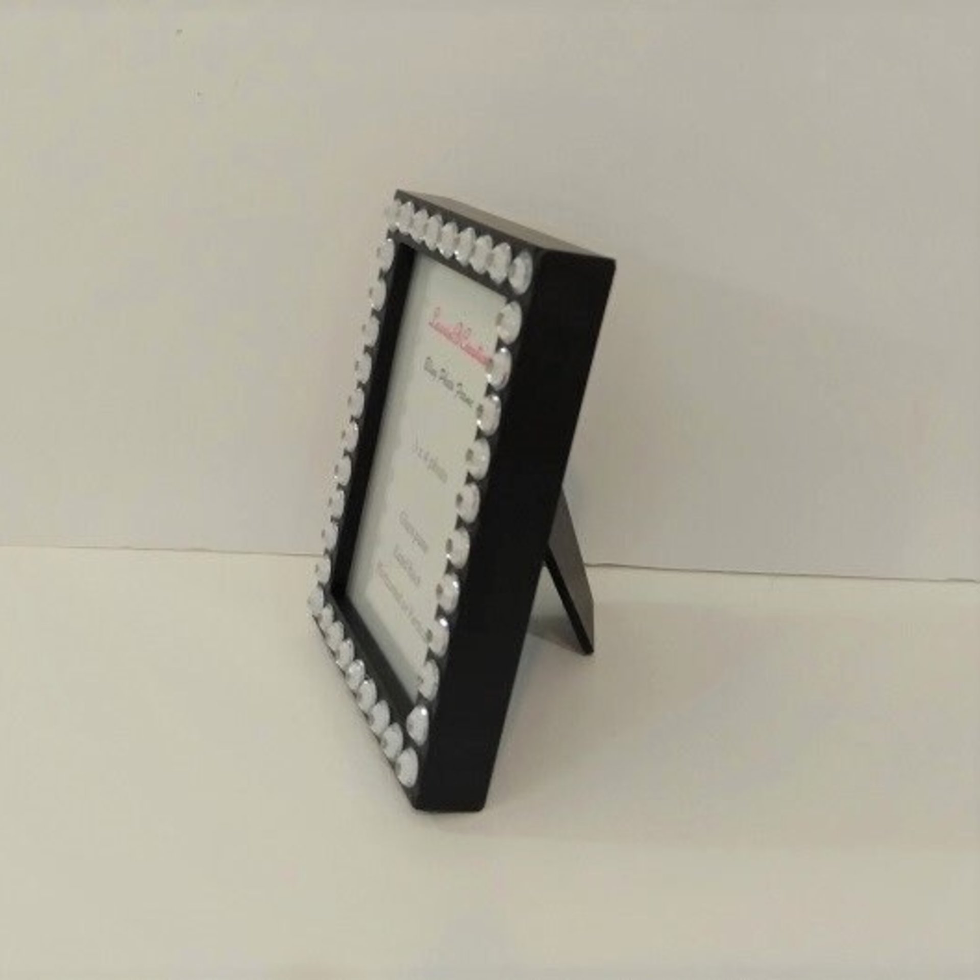 Bling Picture Frame - Black, White or Gray Mini Desktop Frame w/Clear Rhinestones - for 3" x 4" photos or info