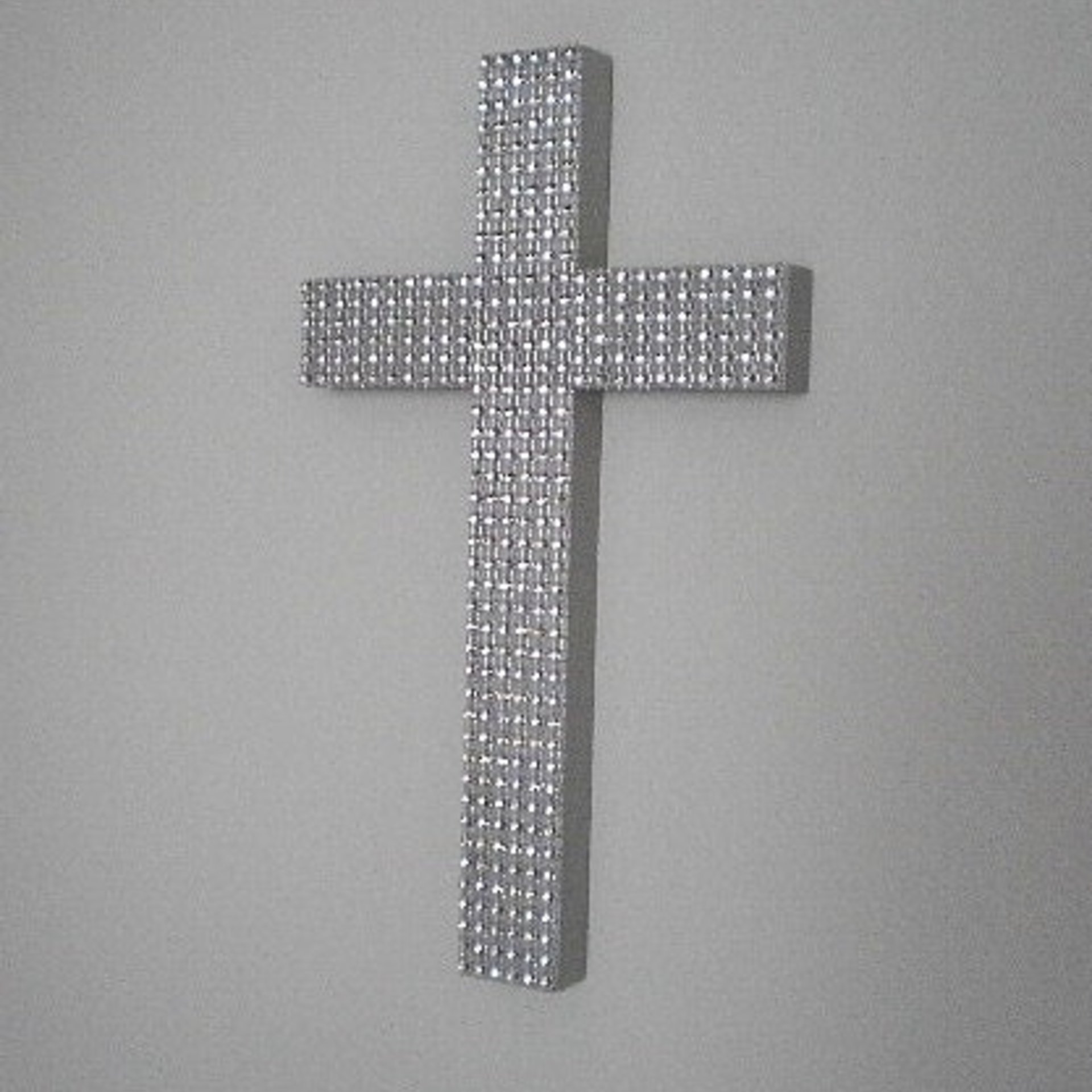 Silver Diamond Wrap Cross - Handpainted Decorative Wall Cross w/Matching Silver Diamond Wrap Bling  - 9.5" or 12"