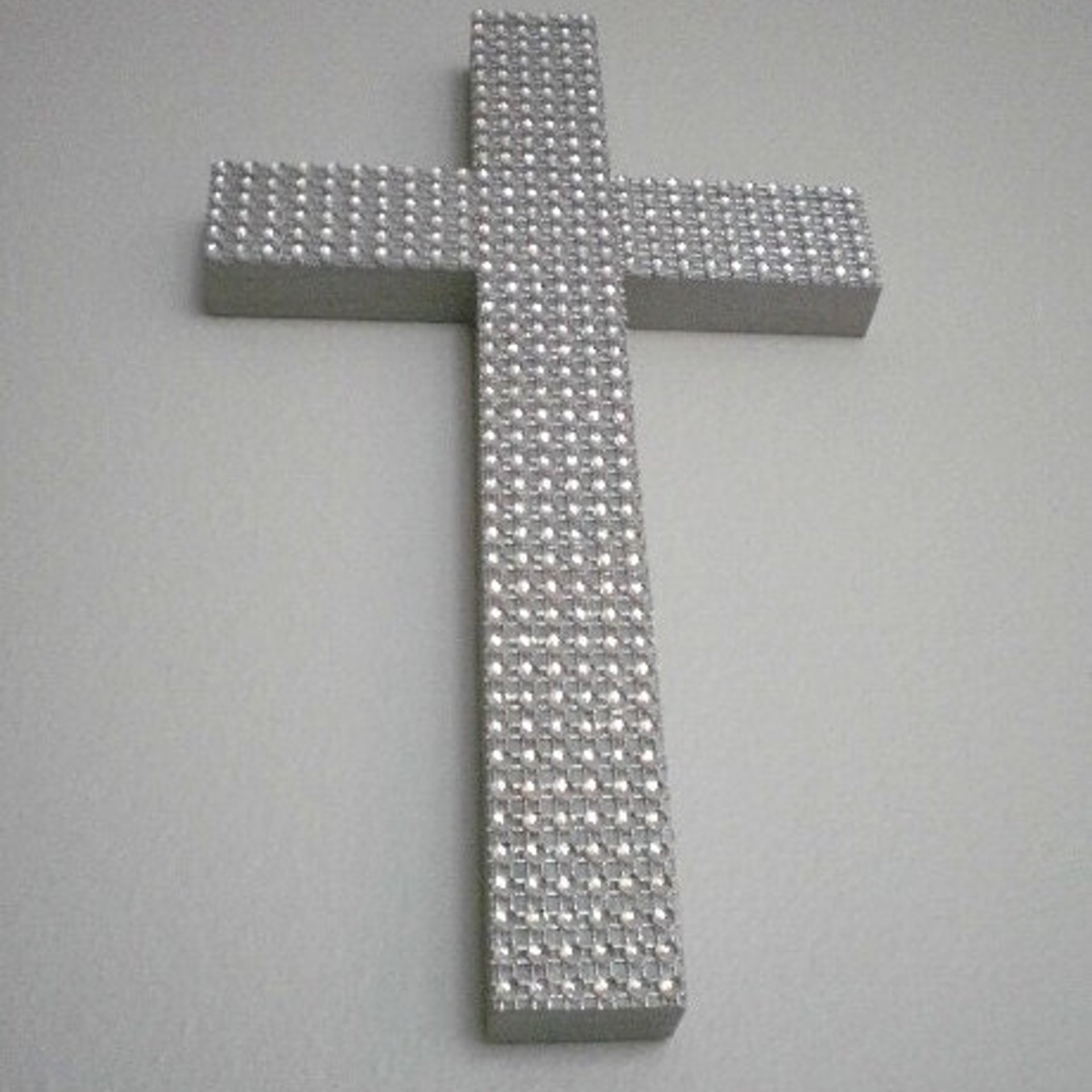 Silver Diamond Wrap Cross - Handpainted Decorative Wall Cross w/Matching Silver Diamond Wrap Bling  - 9.5" or 12"