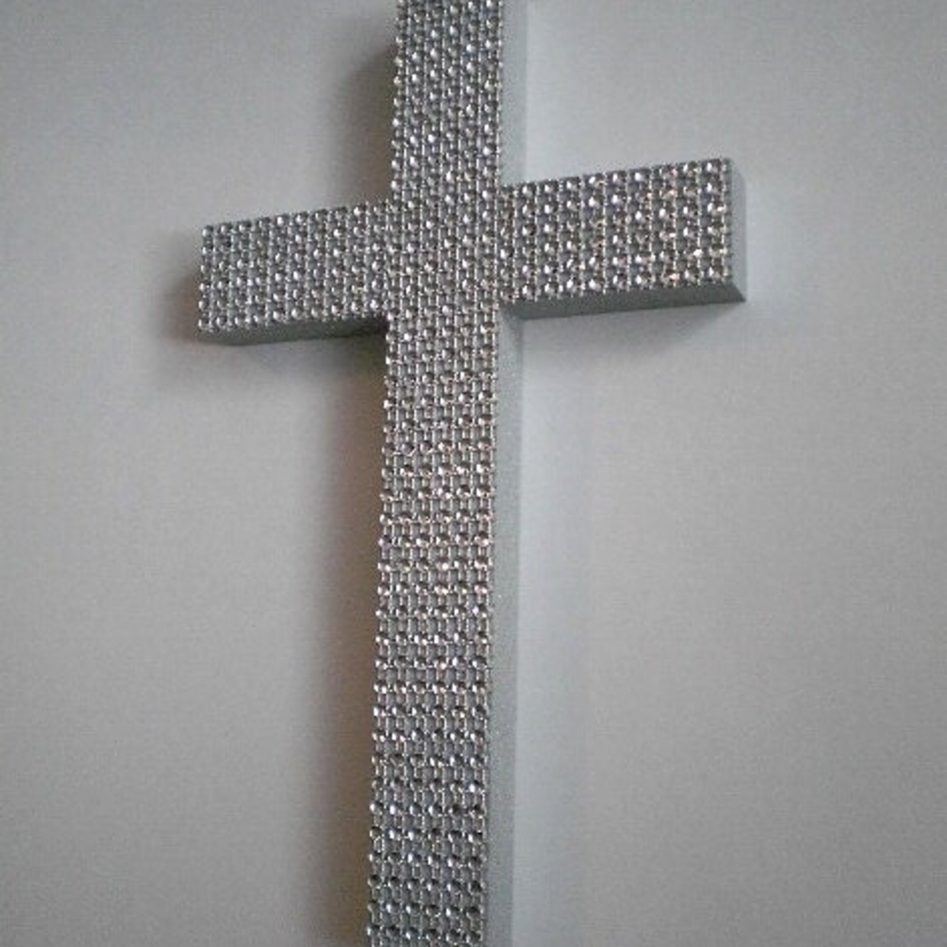 Silver Diamond Wrap Cross - Handpainted Decorative Wall Cross w/Matching Silver Diamond Wrap Bling  - 9.5" or 12"