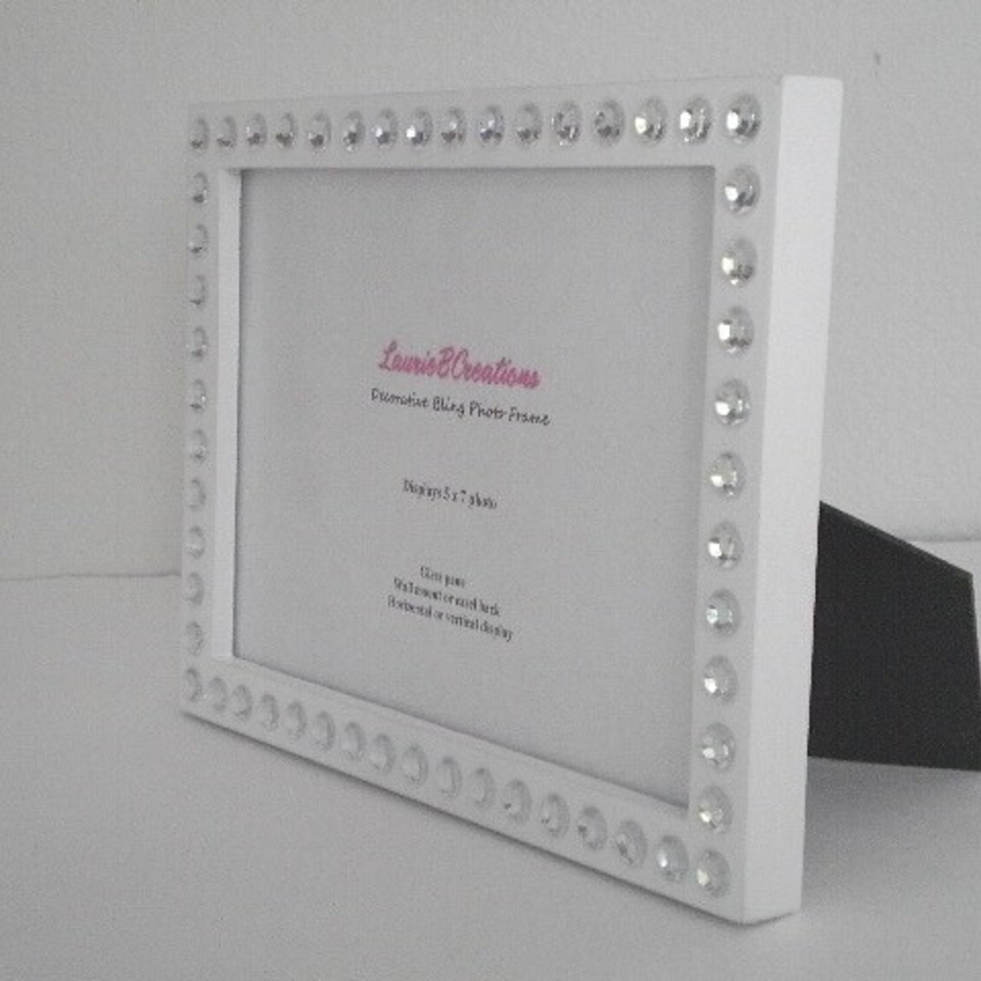 Bling Picture Frame - Black or White w/ Clear Rhinestones - for 4 x 6 or 5 x 7 photos or info